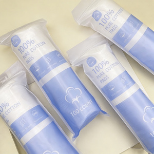 100% <span class=keywords><strong>coton</strong></span>, vente chaude, 100 pièces OEM/ODM, tampons démaquillants en <span class=keywords><strong>coton</strong></span> doux à 3 couches, outil de nettoyage cosmétique pour le visage - Product Image 5