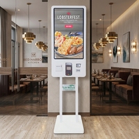 Kiosco de Pago Vertical con Pantalla Táctil de 21.5 Pulgadas, Montado en la Pared, para McDonald's, Autoservicio, Recogida de Boletos Registrados, Lector de Códigos de Barras Interior