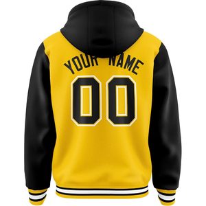 Sweat-shirt à capuche personnalisé unisexe pour adulte, jaune et noir, personnalisé avec nom, numéro, logo d'équipe, sweat-shirt en polaire décontracté pour l'automne - Product Image 2