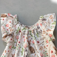 Vente en gros de robe de Pâques pour petites filles avec lapin doux, robe à manches flottantes et tenue Bloomers pour petites filles
