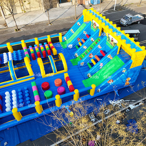 Parc gonflable écologique commercial avec toboggan combiné et château sauteur, capacité de 1000 kg pour 25 enfants, parc d'attractions extérieur - Product Image 6