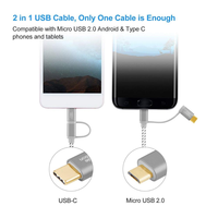 Câble USB 2 en 1 CableCreation, charge rapide 3A, micro USB et type C, cordon de synchronisation de données, nylon tressé, double connecteur
