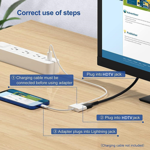 Bộ chuyển đổi <span class=keywords><strong>USB</strong></span> <span class=keywords><strong>L</strong></span> sang HDTV Bộ chuyển đổi màn hình 1080P với cổng sạc <span class=keywords><strong>USB</strong></span> <span class=keywords><strong>L</strong></span>, bộ chuyển đổi iPhone sang HDTV Tương thích với máy chiếu/màn hình - Product Image 3