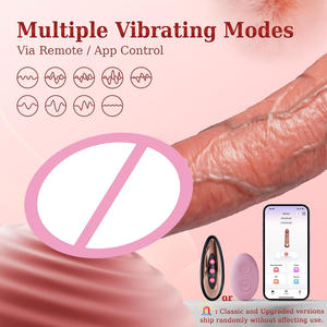Télécommande d'application, gode télescopique réaliste, préservatif - Manchon de pénis en silicone de grande taille, chauffant, ventouse, sextoy pour femmes, en vrac - Product Image 4