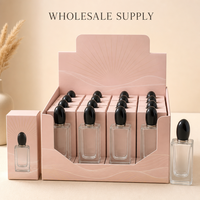Flacon de parfum vide en verre 30 ml, bouchon noir, fond épais transparent, flacon pulvérisateur rechargeable, vente en gros, logo personnalisé