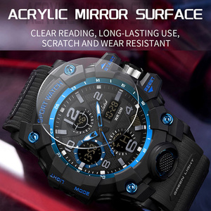 SANDA S6021 นาฬิกาสปอร์ตกลางแจ้งสำหรับผู้ชายทันสมัย ​​นาฬิกาข้อมือกันน้ำแบบมัลติฟังก์ชั่นพร้อมระบบเตือนภัย - Product Image 5