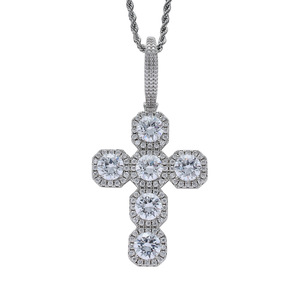 Wholesale 87mm Oversized Cross Solid Copper Pendant <strong>Necklace</strong> Hip Hop Style Full Zircon for <strong>Men</strong> Women's Engagement Wedding <strong>Rope</strong> - Product Image 3