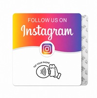 Cartes d'avis NFC Instagram en acrylique de 12 cm, autocollant 'Touchez pour évaluer', obtenez des étoiles, sans contact, RTS pour restaurant, hôtel, logo personnalisé, OEM, ODM