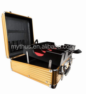Valise de barbier en aluminium de luxe dorée, <span class=keywords><strong>mallette</strong></span> à code pour la <span class=keywords><strong>coiffure</strong></span>, grand espace, boîte à outils de barbier, Barberia avec porte-tondeuse - Product Image 2