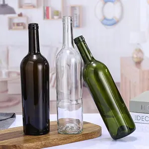 Luxury Transparent Clear Wine Bottles 750ml Dark Brown Olive Green Wine Glass Bottle Wide Shoulder 500ml 375ml Wine Bottle Cap