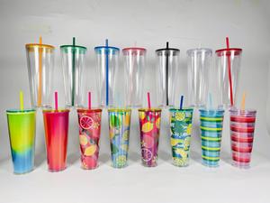 Gobelet DIY à paillettes remplissable 24oz 720ml, double paroi, en plastique transparent avec paille, design couleur personnalisé, idéal pour fêtes, célébrations, cadeaux - Product Image 5
