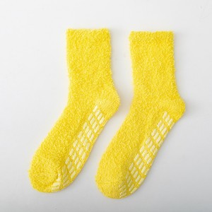 Customized Half Fluffy Solid Coral Fleece Chenille Mid Calf Slipper <strong>Socks</strong> for Winter - Product Image 4