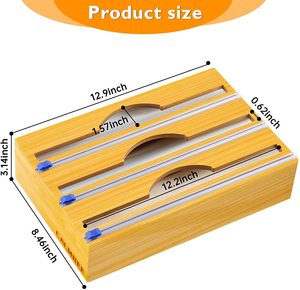 Nhà Bếp Tre 3 Trong 1 Cuộn Tổ Chức Chủ Nhôm Lá Mỏng Và Sáp Giấy Nhựa Bọc Dispenser Lưu Trữ Với Máy Cắt - Product Image 2