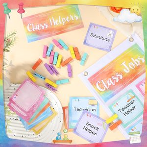 Organizador de Bolsillo para Trabajos de Clase 9.734 x 5.634 Tarjetas Multicolor de Ayudantes del Aula con Clips y Ganchos para Uso del Maestro - Product Image 4
