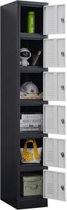 71" Heavy-Duty Steel <b>Locker</b> Cabinet (6-Door 6-Tier) - Secure Storage for School <b>Lockers</b>, Office Employee, Gym & Home - Product Image 4
