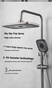 Moderne Witte Temperatuur Display Douche Systeem Regenval Muur Gemonteerde Badkamer Douche Kraan Piano Douche Set - Product Image 6