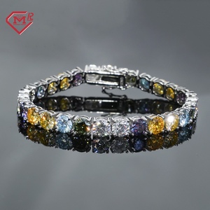 Bracelet de Tennis Coloré Bijoux <span class=keywords><strong>Hophop</strong></span> Argent 925 Personnalisé Vvs Glacé Bracelet de Tennis Moissanite - Product Image 2