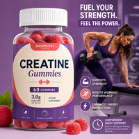 Gomitas de Creatina 3g por Porción Sabor Frambuesa Sabor Natural Apoyo para la Fuerza Rendimiento en el Entrenamiento Energía Adultos 60 Unidades