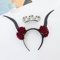 Steampunk démon antilope corne dentelle Rose gothique maquillage bandeau Halloween Cosplay bandeau accessoire
