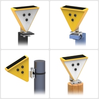 Lot de 3 lampes solaires LED d'avertissement pour garde-corps routier, rechargeables, clignotement lent et rapide, IP55, pour extérieur, travaux routiers et urgences