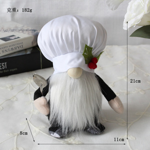 Poupée en peluche gnome sans visage avec chapeau de chef, couple Tomte à carreaux noir et blanc, ornement de Noël pour table de cuisine - Product Image 6