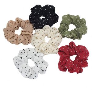 Élastique à cheveux en tissu 13 cm, motif pois rouges, avec nœud, pour queue de cheval, idéal pour les étudiantes et jeunes filles - Product Image 2