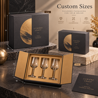 Étui à verres recyclable à double compartiment, en carton rigide imprimé lignes métalliques, pour cadeaux de vin