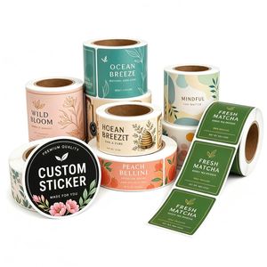 Gold Foil <b>Waterproof</b> Vinyl <b>Label</b> Round Logo Roll <b>Labels</b> With Glossy Sticker Printing Custom Adhesive Stickers - Product Image 1