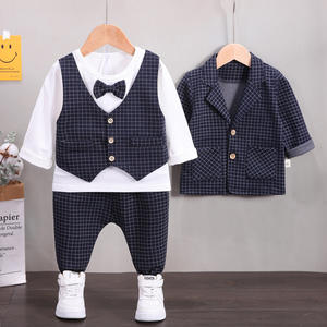 Vêtements décontractés pour enfants garçons, ensemble chemise et <span class=keywords><strong>short</strong></span> <span class=keywords><strong>avec</strong></span> nœud papillon, bretelles détachables, costumes de mariage pour garçons - Product Image 1