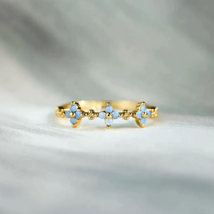 AR002 Элегантные кольца из стерлингового серебра 925 пробы с опалом, модные ювелирные изделия, обручальные кольца с четырехлистным клевером, позолоченные/посеребренные кольца для женщин - Product Image 2