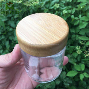 Pot de stockage en verre vitaminé à large bouche de 8oz Bouteilles de capsules de pilules Pot de conteneur d'herbes de 240ml avec bouchon de couvercle en bois de bambou à l'épreuve des enfants - Product Image 3
