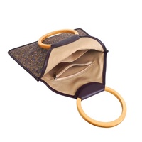 Tas Tote Gagang Kayu Custom, Bahan PU+Kulit Nabati Alami, Desain Bunga Wangi Hasil Tekan Suhu Tinggi, Tas GPS Terbuka