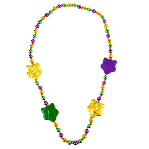 Mardi Gras Joker Face collana di perline su misura oro viola verde collana divertente Festival sfilate per feste bomboniere accessori - Product Image 1