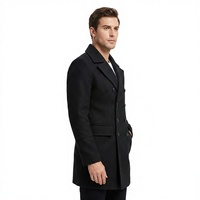 Manteau long d'hiver pour homme en 100% laine, haute performance, réversible, couleur unie, double boutonnage, style streetwear décontracté, anti-plis