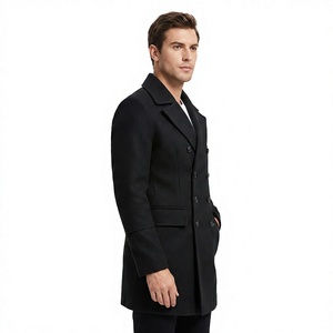 Manteau long d'hiver pour homme en 100% laine, haute performance, réversible, couleur unie, double boutonnage, style streetwear décontracté, anti-plis - Product Image 3