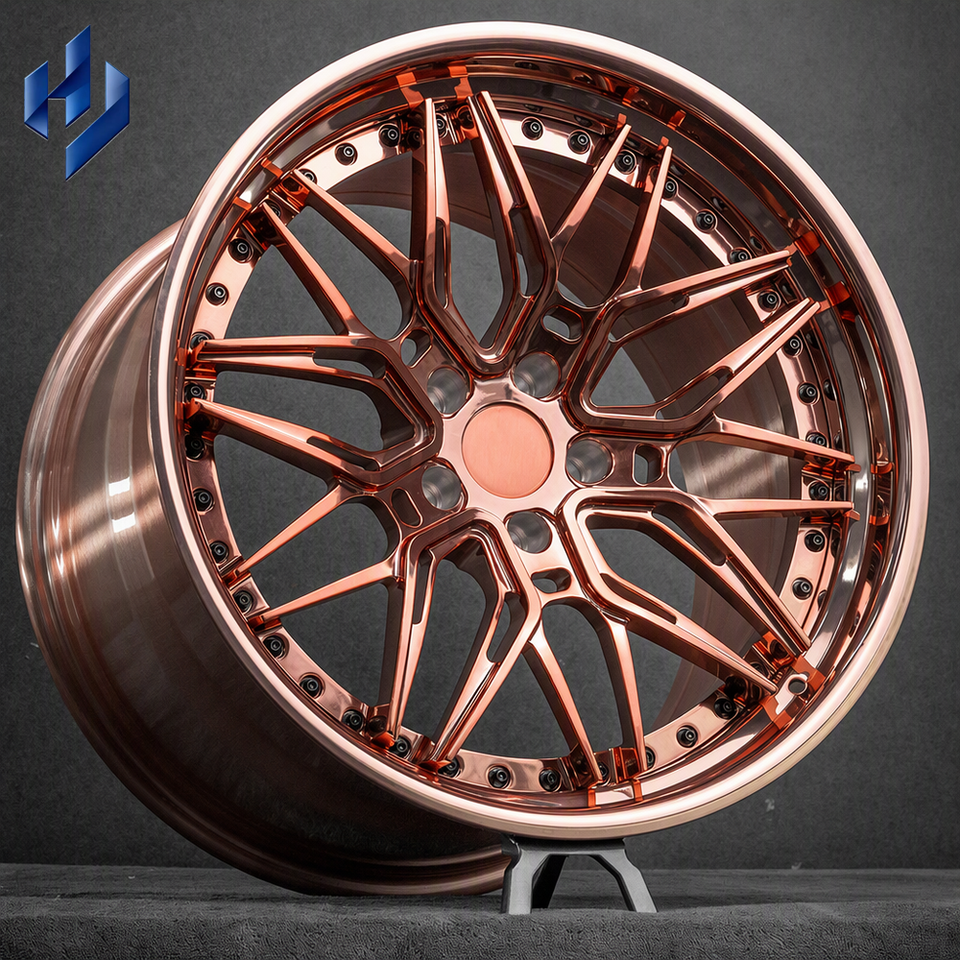 JHDZ Custom 5x120.65mm 19 20 Inch Staggered Polished Rose Gold 2 Piece ...