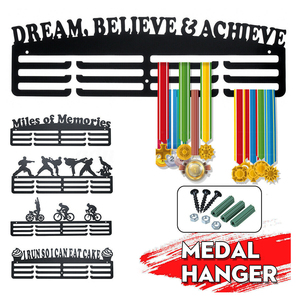 Étagère murale bricolage personnalisée en usine support d'affichage de <span class=keywords><strong>cintre</strong></span> de médaille de découpe laser à bas prix - Product Image 4