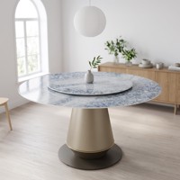Meubles de salle à manger de luxe personnalisés avec plateau en pierre, table à manger rectangulaire en marbre
