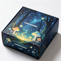 Boîte d'emballage imprimée scène forêt fantastique pastel doux, taille personnalisée, avec doublure intérieure anti-graisse pour miel, confiture, ou coffret cadeau floral