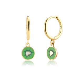 FUAMAY — boucles d'oreilles rondes De fruits <span class=keywords><strong>2022</strong></span>, nouveauté 925, en émail vert - Product Image 1