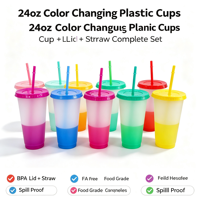 200 pièces/carton Gobelet à paille 24oz 710ml en PP de qualité alimentaire, gobelet rigide à paroi simple en plastique, pour café, jus, bubble tea, avec couvercles réutilisables