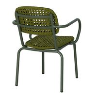 Chaise de salle à manger d'extérieur moderne avec structure en aluminium et accoudoirs en corde Teslin tressée pour restaurant, café, terrasse