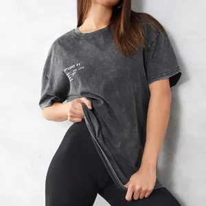 <span class=keywords><strong>T</strong></span>-<span class=keywords><strong>shirt</strong></span> Oversize Femme Noir Gris à Manches Courtes Style BF High Street Délavé à l'Acide – Fabrication Personnalisée à Prix Abordable - Product Image 5