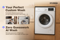 Lave-linge automatique HYUNDAI super silencieux, lave-linge à chargement frontal 12 kg, 1400 tr/min, tambour profond, grande porte, pour la maison