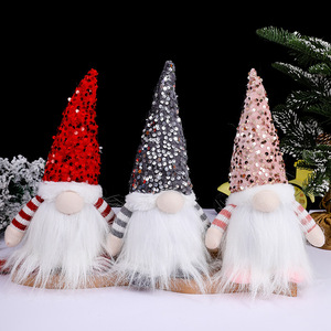Muñeco de Gnomo sin Rostro con Gorro de Lentejuelas y Mangas a Rayas para Decoración Navideña de Mesa - Product Image 1