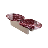 Table basse en marbre à double dalle de forme libre Dream Home, structure entièrement en marbre, table centrale minimaliste