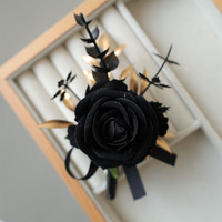 Korsase Pria Pengiring Pengantin Bunga Mawar Kain Buatan Tangan Eropa Vintage Gotik Hitam Aksesori Pakaian Wisuda Hari Valentine