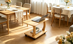 Modern Wood Coffee Table Scandinavian <b>Design</b> With Storage Movable Living Room Furniture - Product Image 5