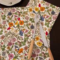 Set de table classique à motif floral botanique, design fleuri multicolore riche, set de table en coton double couche pour table à manger