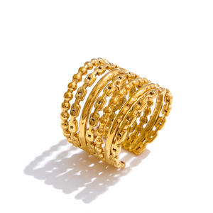 JINYOU 5123 antirouille métal PVD plaqué arrivées doigt bijoux 2025 personnalisé en acier inoxydable couches bague dorée en gros - Product Image 1